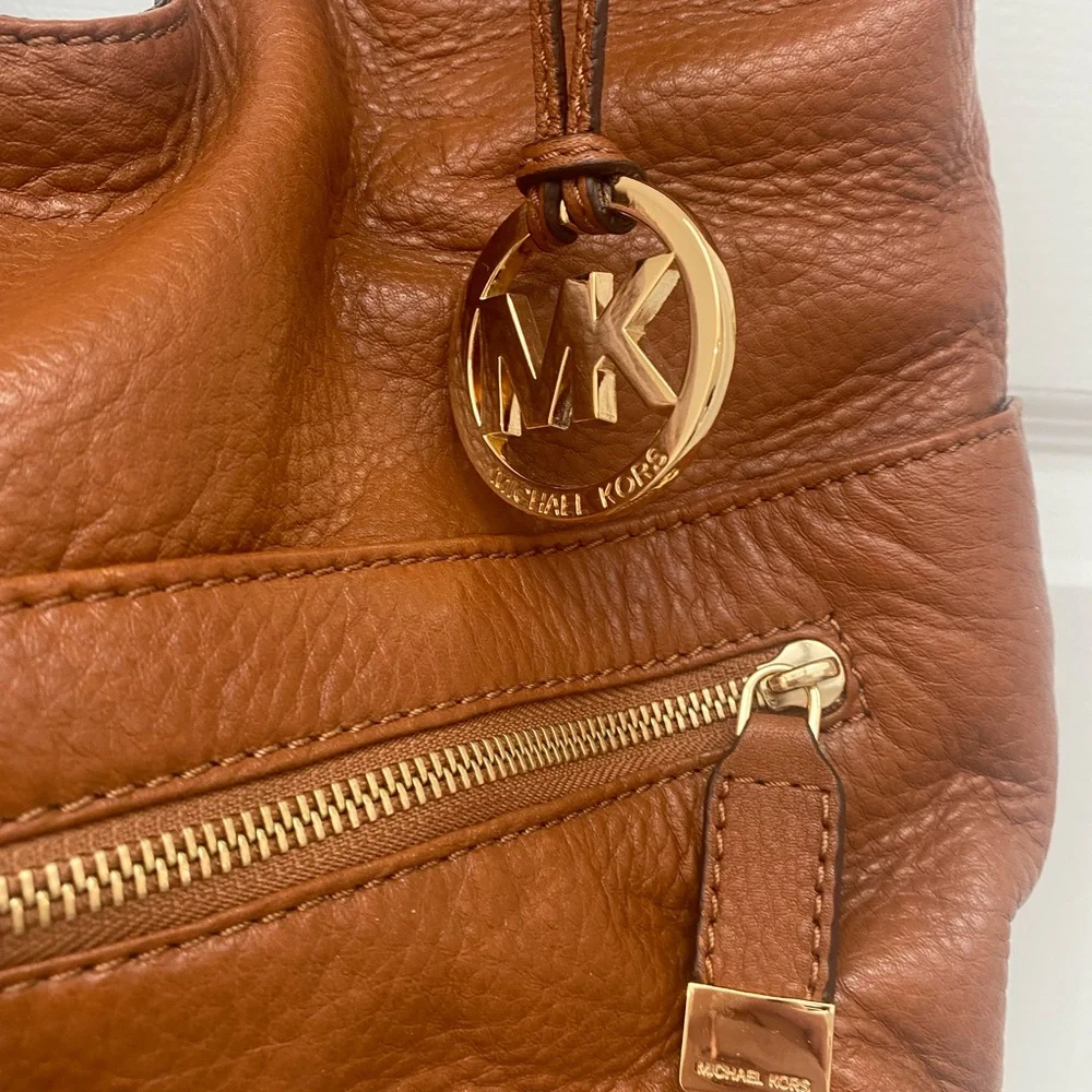 Michael Kors Brown Leather Layton Large Hobo Bag w Gold Tone Hardware